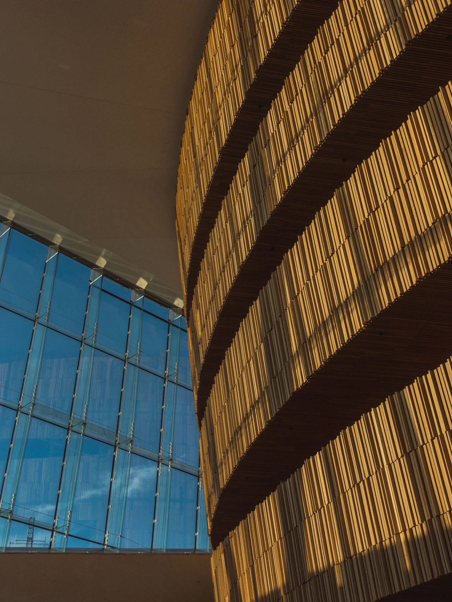 Opera House timber wall and glass facade