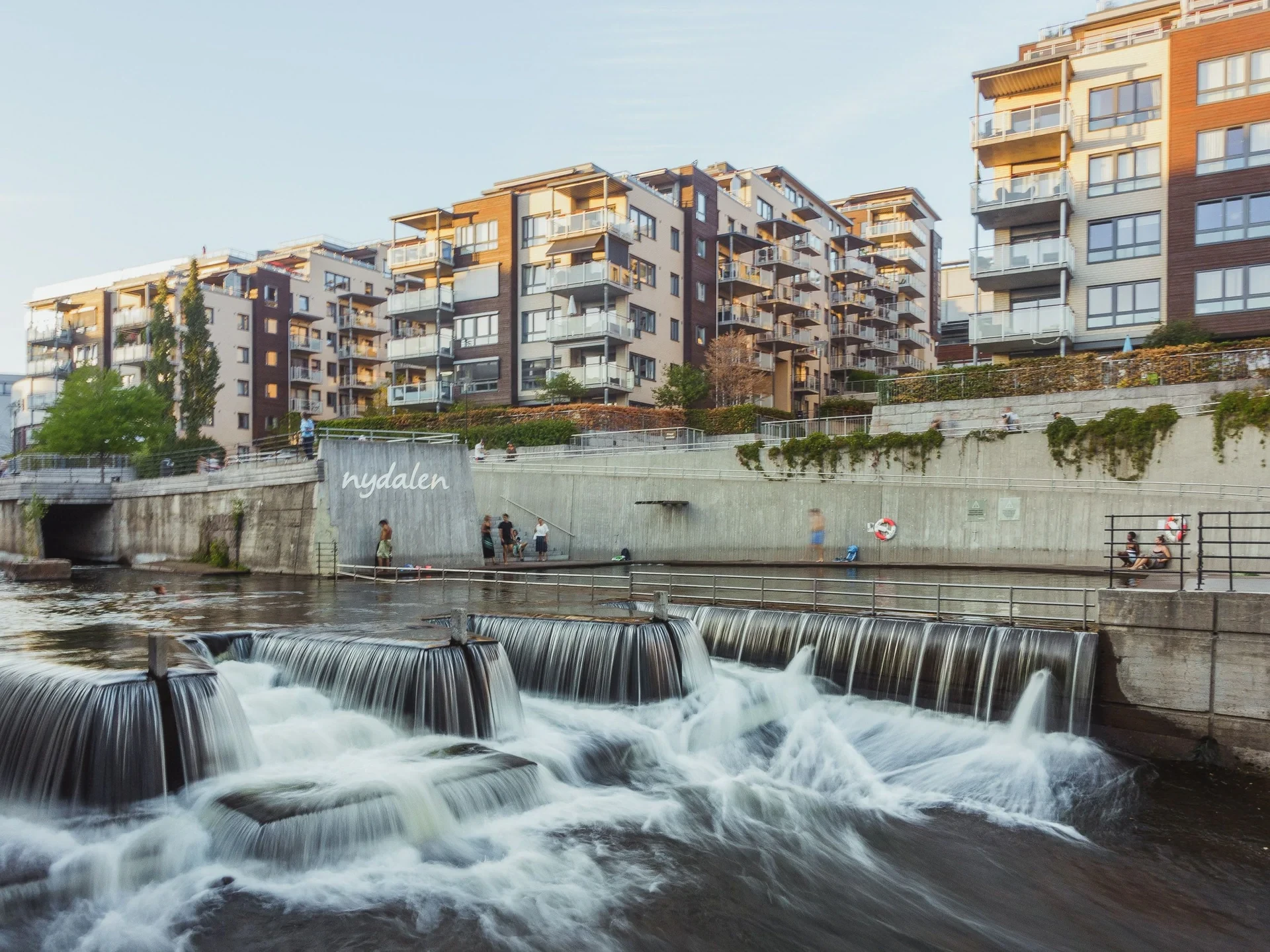 Riverside weir below Nydalen apartments
